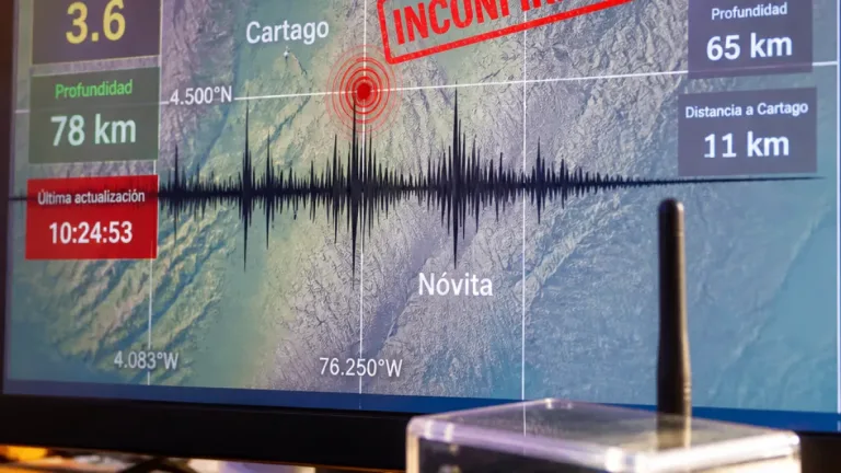 Sismo leve registrado a 49 km al noroeste de Cartago se reportó como inconfirmado