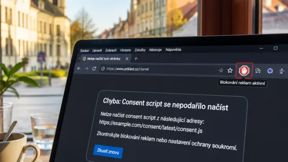 Český Těšín: problém s načítáním stránky kvůli souhlasům a rozšířením prohlížeče