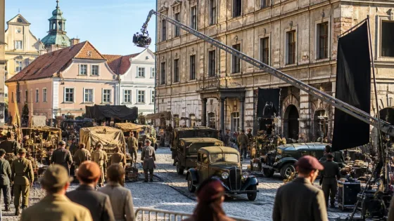 Chrudim: Všehrdovo náměstí proměněno pro natáčení historického filmu Ležáky