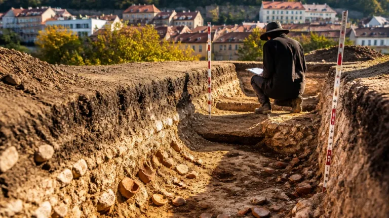 Archeologové v Brně objevili žlábek, mohl sloužit Švédům při obléhání v roce 1645