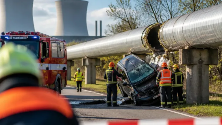 Auto na Českobudějovicku vyjelo ze silnice, narazilo do parovodu. Řidiče museli vyprostit hasiči