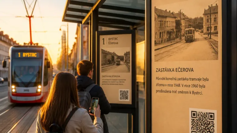 Brno zavádí na zastávkách informační tabulky, cestujícím přiblíží historii míst