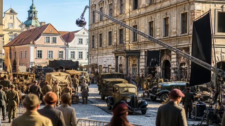 Chrudim: Všehrdovo náměstí proměněno pro natáčení historického filmu Ležáky