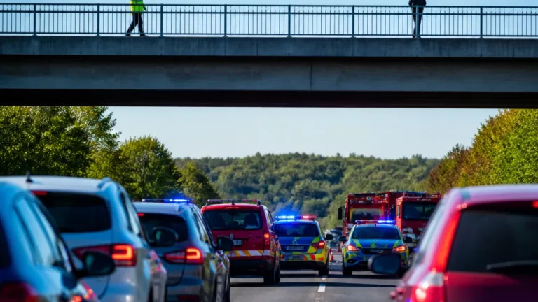 Dálnice D7 u Loun byla na několik desítek minut zastavena kvůli muži na mostě, vyjednavač ho odvedl
