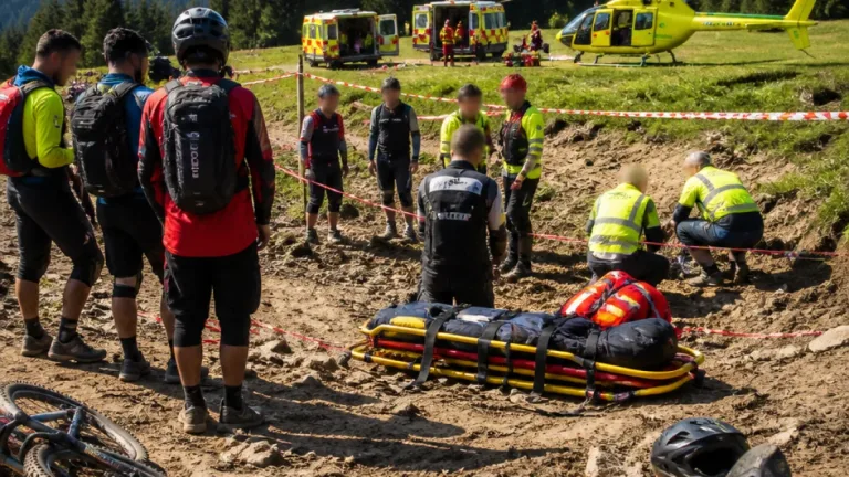 Divoký víkend v Bikeparku Kopřivná: skoro dvacet mladých bikerů ošetřeno, dva letecky transportováni