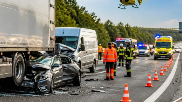 Hromadná nehoda na D1 u 30. kilometru: čtyři zranění, jedna žena transportována vrtulníkem