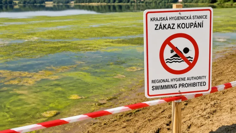 Hygienici zakázali koupání v Hamerském jezeře kvůli sinicím, voda hodnocena nejhorším stupněm