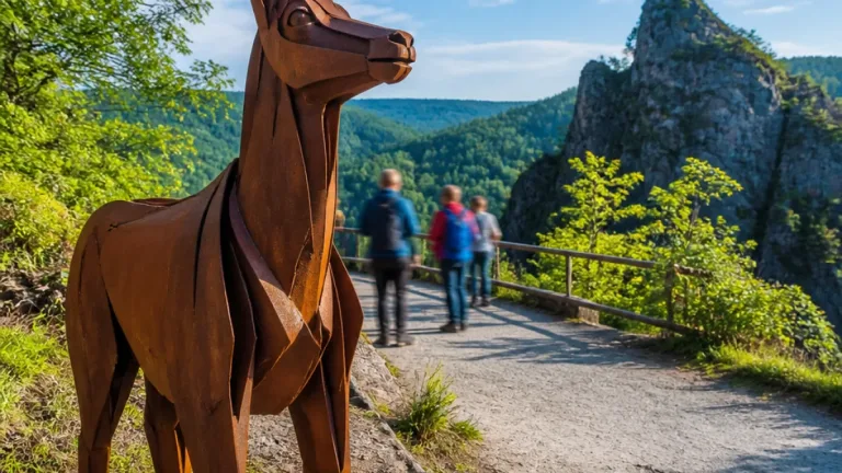 Karlovy Vary mají u Jeleního skoku novou cortenovou sochu kamzíka