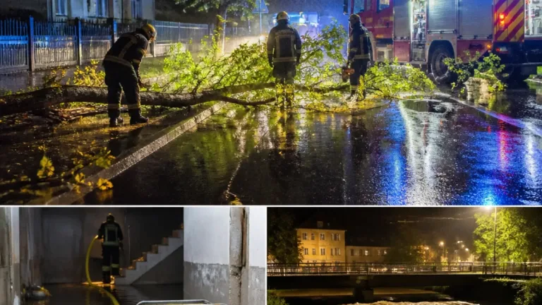 Noční bouře v Libereckém kraji: hasiči zasahovali u zhruba 50 výjezdů, naplavil se i první stupeň povodňové aktivity