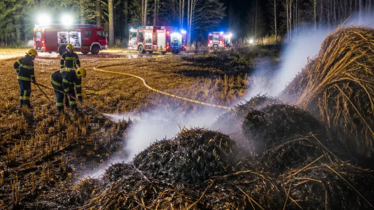 Noční požáry v Olomouckém kraji: shořel stoh slámy za 400 tisíc, hasiči lokalizovali lesní požár