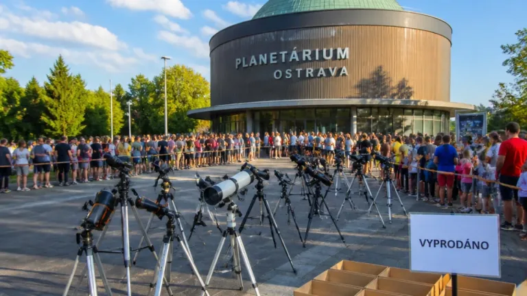Ostravské planetárium přilákalo stovky lidí, kapacitu muselo regulovat kvůli částečnému zatmění