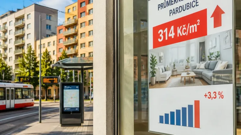Pardubice vedou mezičtvrtletní růst nájmů v Česku, ceny stouply o 3,3 % na 314 Kč/m²