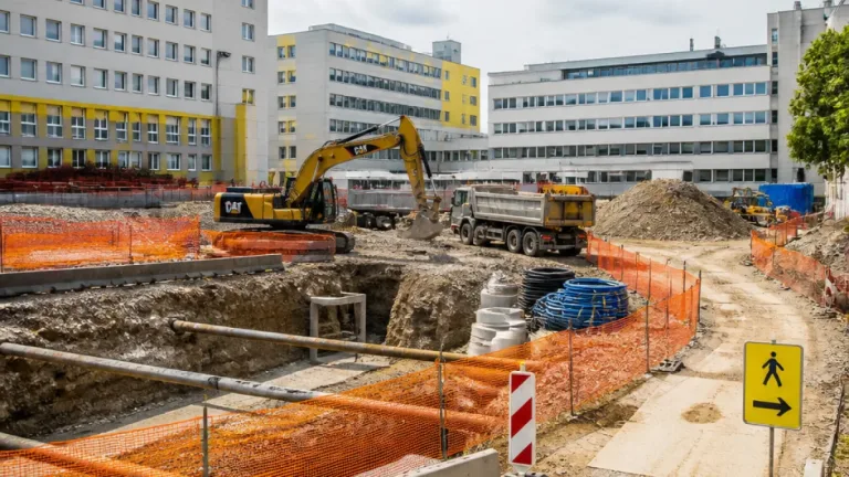 Plzeň: ve FN pokračují výkopové práce u nového pavilonu chirurgických oborů