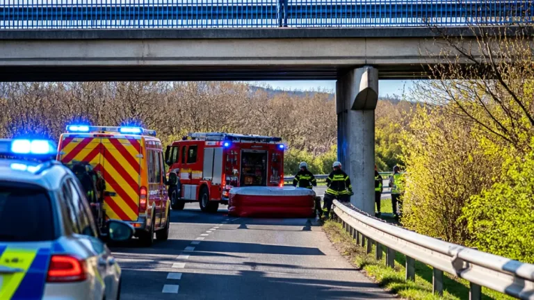 Policie a záchranáři zasahovali u muže na přemostění nad D7, dálnice byla na hodinu uzavřena