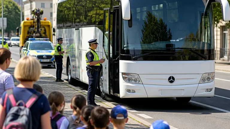 Policie v Českých Budějovicích odstavila autobus s dětmi, řidič nasadil cizí kartu do tachografu