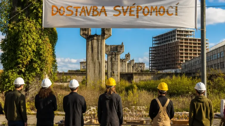 Praha: Symbolická stavba u Libeňského mostu upozornila na dlouhodobé zanedbání