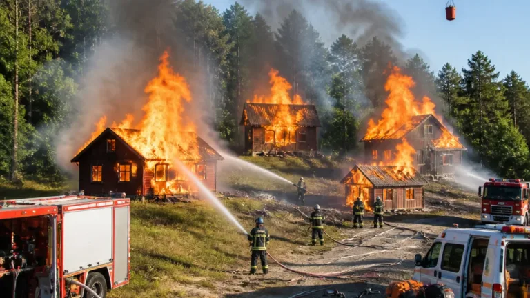 Rozsáhlý požár v Brně-Obřanech zničil šest chatek, zraněn chatař i dva hasiči