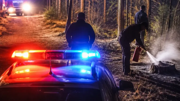 Rychlý zásah policie u Karlovic zastavil požár stromu v suchém lese