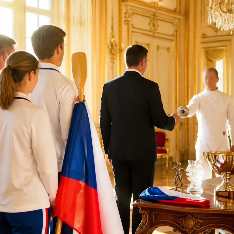 Prezident Pavl přijal na Hradě světové šampiony, šermíř Choupenitch daroval fleret