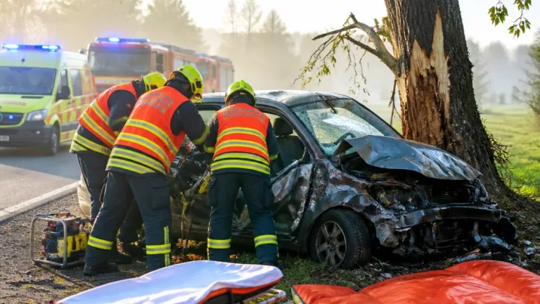 Tři lidé zraněni po nárazu BMW do stromu u Břehova, řidička vyproštěna hasiče