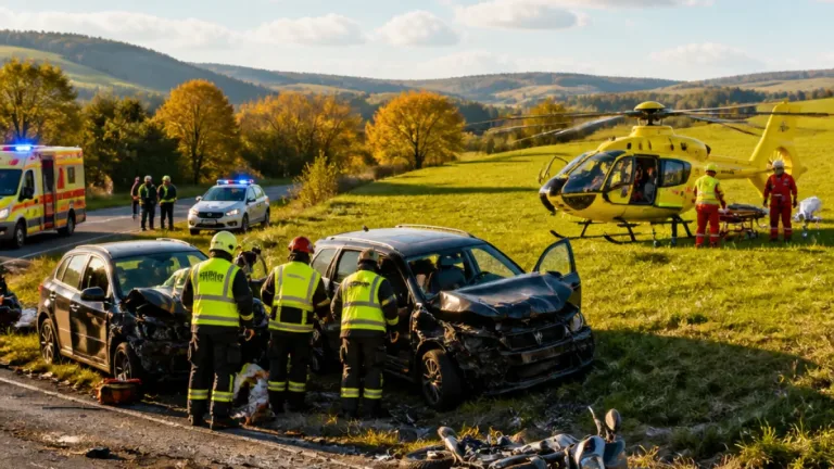 Tři zranění po srážce auta a motocyklu u Hostašovic, motorkář transportován v kritickém stavu
