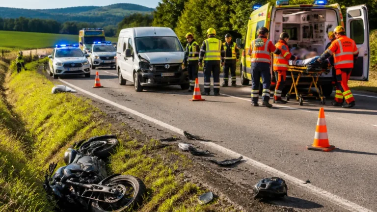 U Kuřimi se srazila dodávka s motocyklem, motorkář skončil v brněnské úrazovce
