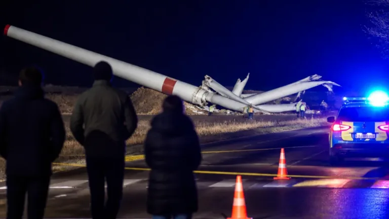 U Potštátu na Přerovsku se zřítila třicetimetrová větrná elektrárna, nikdo nebyl zraněn
