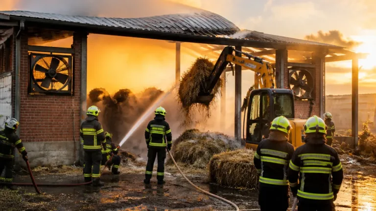 V Mokrovousích hořelo seno v zemědělském objektu, hasiči nechali část materiálu kontrolovaně vyhořet
