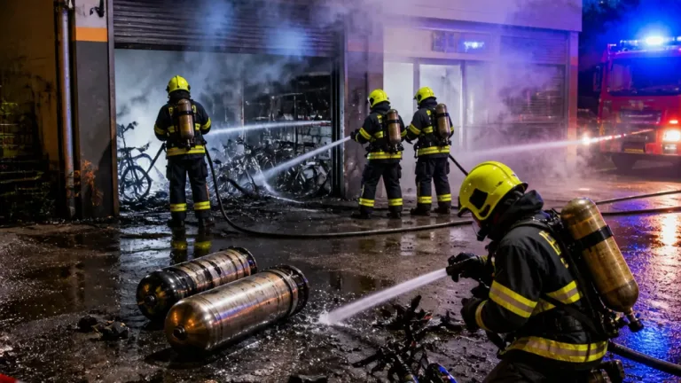 V Pardubicích hořela opravna elektrokol, zásah komplikovaly exploze baterií a tlakové lahve