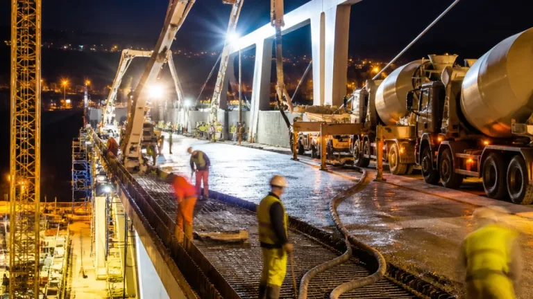V Ústeckém kraji betonují most i v noci. Práce v Ústí sledují tisíce kubíků betonu