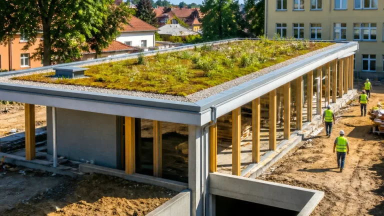 Ve Veselí nad Lužnicí roste moderní domov mládeže s ekologickou „zelenou střechou“
