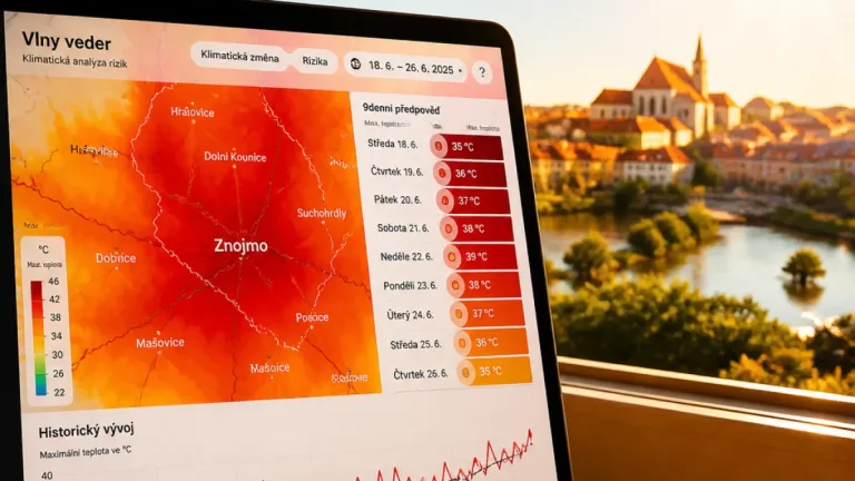 Znojmo čekají vlny veder, nový web CzechGlobe ukáže místní tepelný stres