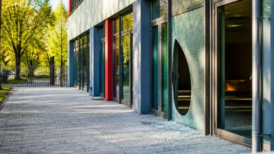 Vandalismus an Schule in Regensburg: Türen eingetreten, Fensterscheibe eingeschlagen