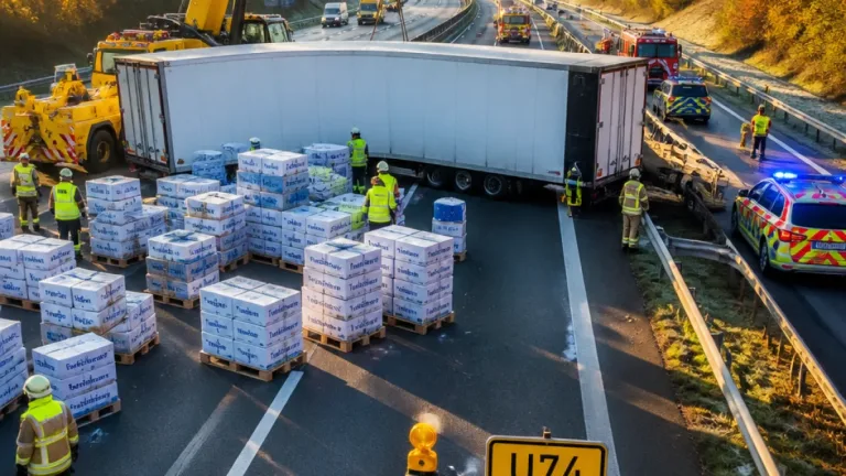A31 bei Reken: Sperrung und Bergung nach Lkw-Unfall beeinträchtigen Verkehr Richtung Bottrop
