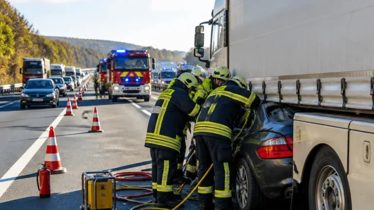 A7 bei Fulda: Auffahrunfall mit eingeklemmtem Fahrer sorgt für einstündige Sperrung