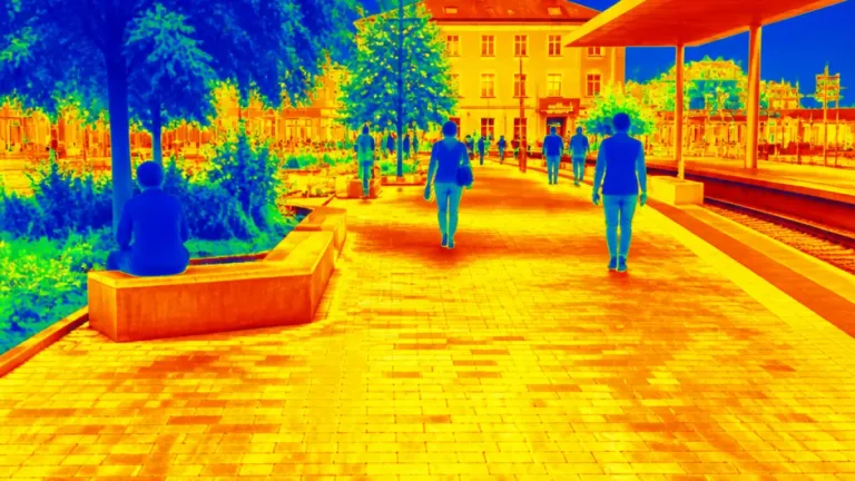 Aschaffenburg: Wärmebild zeigt heiße Plätze — Bahnhofsvorplatz bis 60 °C