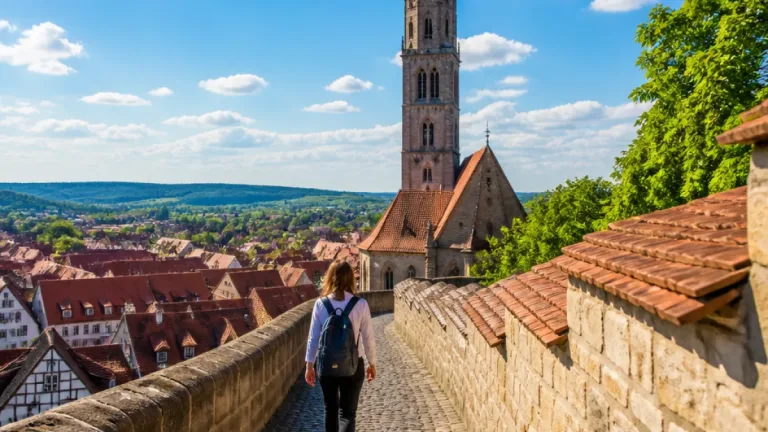 Ausflug von Nürnberg nach Nördlingen: Stadtmauer, Kirchturm und ein echter Mondstein