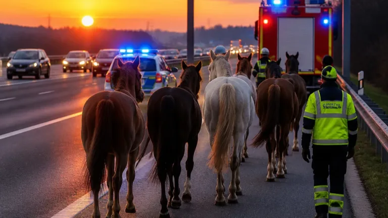 Ausgebüxte Pferde auf A4 nahe Weimar: Polizei und Feuerwehr bringen Tiere sicher zurück