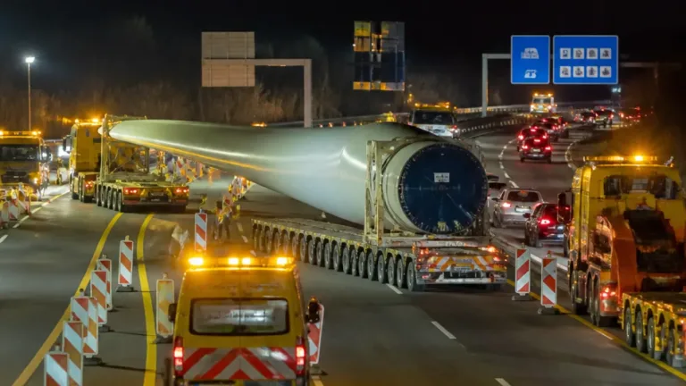 Bei Hildesheim: Schwertransporter mit Windkraft-Teil blockiert Autobahn 7 stundenlang