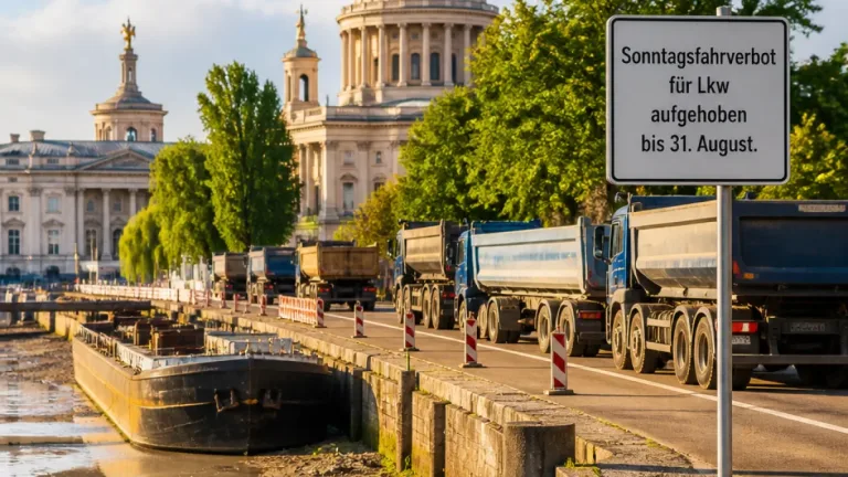Berlin und Brandenburg erlauben befristet Sonntagsfahrten für vom Niedrigwasser betroffene Lkw-Transporte