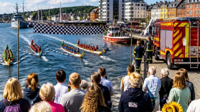 Drachenbootrennen in Flensburg: Berufsfeuerwehr siegt – Zehntausende Euro für Hospiz und Speisekammer