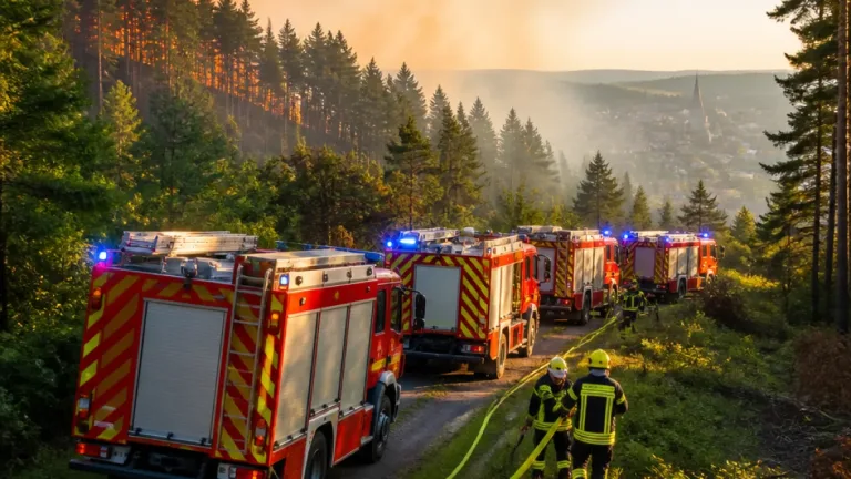 Düsseldorf schickt 16 Einsatzkräfte und fünf Fahrzeuge zum Waldbrand ins Hochsauerland