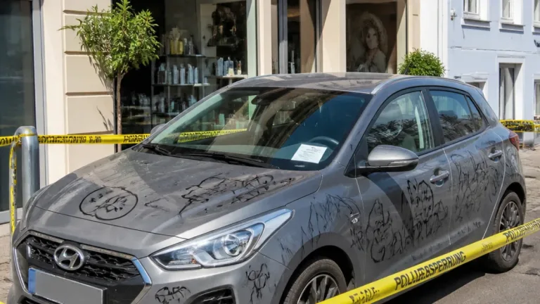 Gotha: Geparkter Hyundai in Uelleber Straße mit Permanentmarker beschmiert