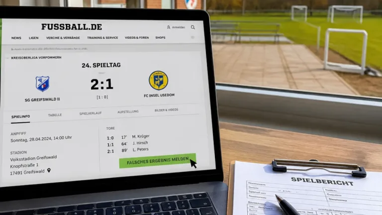 Greifswald: Kreisoberliga-Ergebnisse auf FUSSBALL.de – Meldewege und Verantwortung erklärt