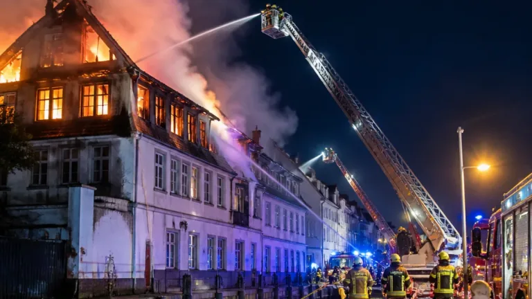 Großbrand an der Schiffbrücke: Historisches Gebäude in Flensburg schwer beschädigt