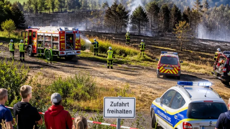 Großbrand bei Langscheid: rund 50 Hektar betroffen – Landrat appelliert an Bevölkerung