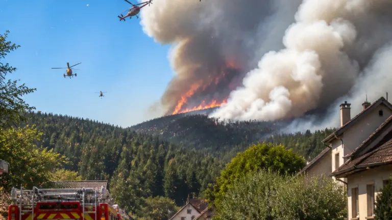 Großbrand im Föhrenwald bei Neunkirchen: Evakuierungen, Hubschrauber-Einsatz und große Löschkräfte