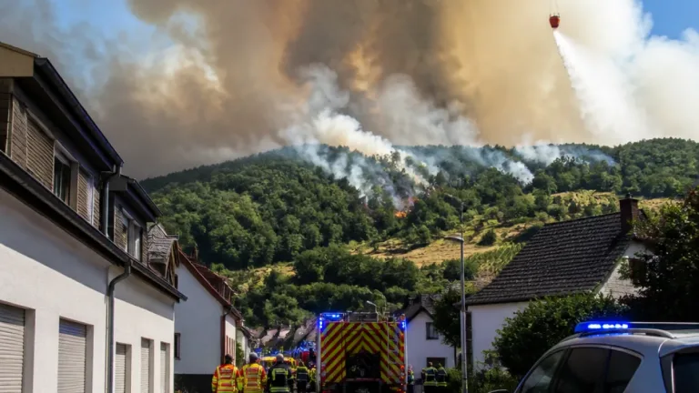 Großbrand im Kreis Mayen-Koblenz: Bewohner von Langenfeld und Arft zum Evakuierungs‑Bereitmachen aufgefordert