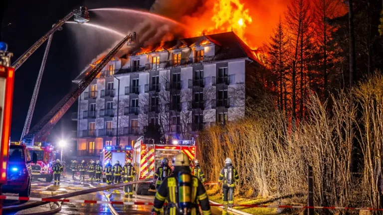 Großbrand in Harburg: Ehemaliges Hotel „Hamburger Blick“ in Hamburg in Flammen