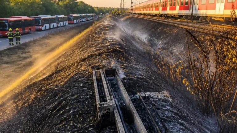Großer Böschungsbrand setzt Bahnverkehr in Krefeld nachhaltig unter Druck